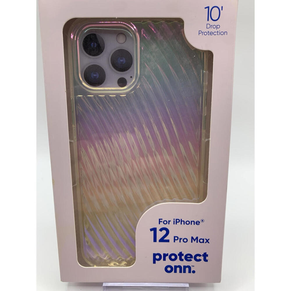 PROTECT ONN IPHONE 12 PRO MAX CASE Rainbow Metallic Ridges